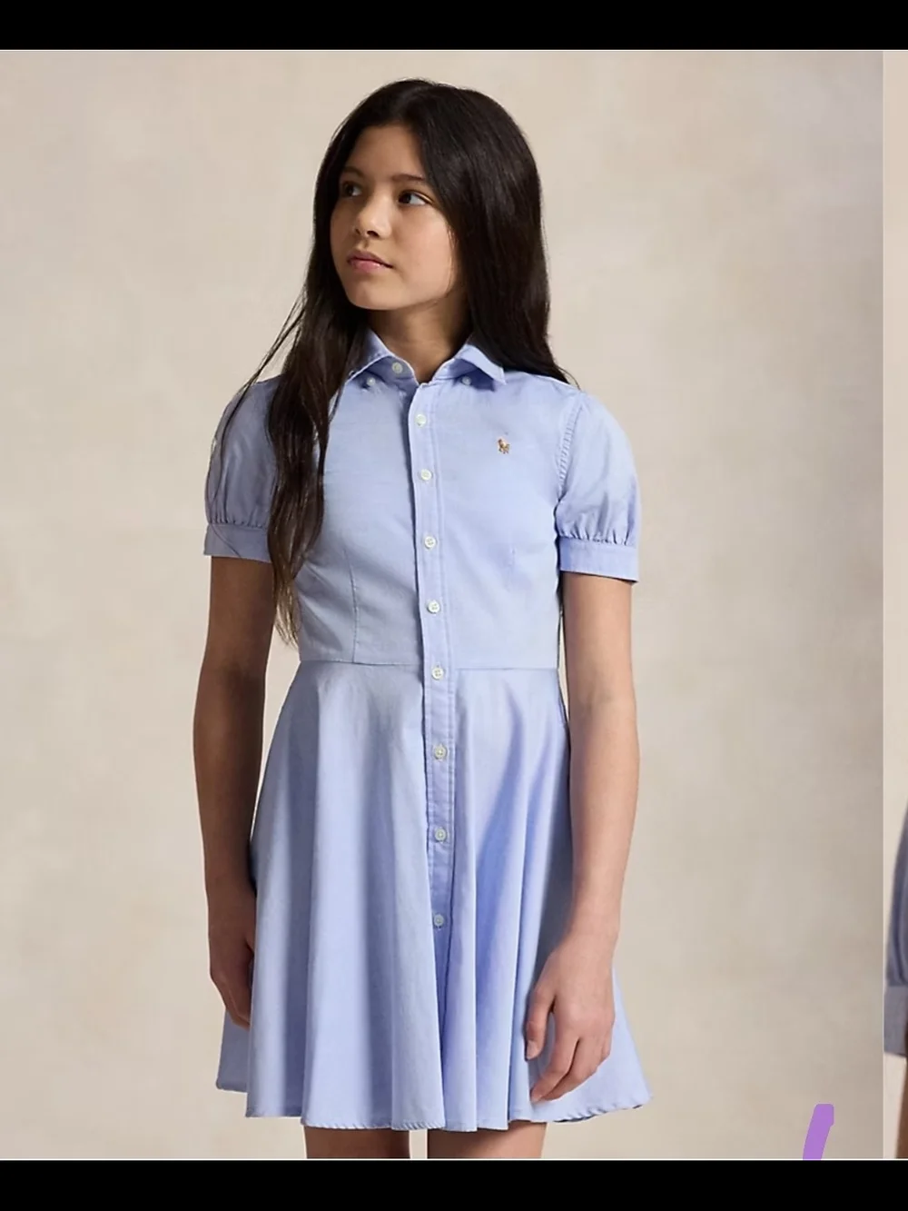 Ralph Lauren Light Blue Button-Front Fit-and-Flare Mini Dress